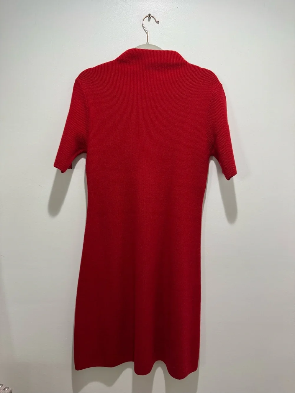 Tory Burch Sardy Merino Wool Sweater Dress Red Navy Gold Buttons L